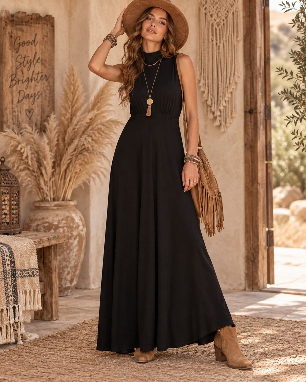 Young Edwardian by arpeja Black Mock Neck Sleeveless maxi 100% wool Sz 11